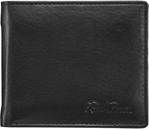 Red Baron Herren Geldbeutel aus echtem Leder mit Geldklammer im Querformat Schwarz matt - Männer Geldbörse Portemonnaie klassisches Design - Brieftasche mit Geldklammer RB-WT-008-01