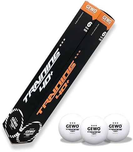 GEWO Training 40+ Tischtennisbälle - 3 Sterne Tischtennis-Ball aus ABS Plastik mit Naht - Hochwertige Trainingsbälle, Durchmesser 40+mm, 6 Stück, weiß