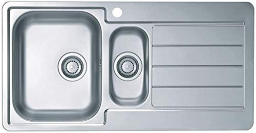VBChome: Évier encastrable avec trou de robinetterie 980 x 500 mm Pour camping Surface d'égouttoir de cuisine Alveus Line 10 évier en acier inoxydable Camping 1,5 bonde, argent