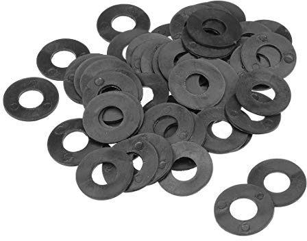 sourcing map 50Stk, Nylon Flache Unterlegscheiben M12 für 12 mm ID Schraubenbolzen 30 mm AD 1,5 mm Dick Distanzhülsen Dichtungsringe Beilagscheiben für Wasserhahn Rohr Wasserschlauch Schwarz