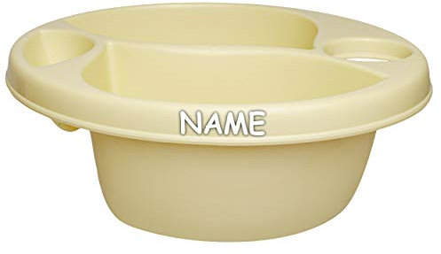 alles-meine.de GmbH 3 Kammer - Schüssel/Waschschüssel/Kinderwaschbecken - beige - Creme - inkl. Name - Bieco - mit Seifenablage - Organizer - Reinigungsmittel Aufbewahrungsbo..