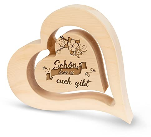 sagl.tirol Herz aus Zirbenholz mit schwebendem Innenerz und Gravur [100% Naturprodukt] Geschenk aus Zirbe I Dankeschön Geschenke