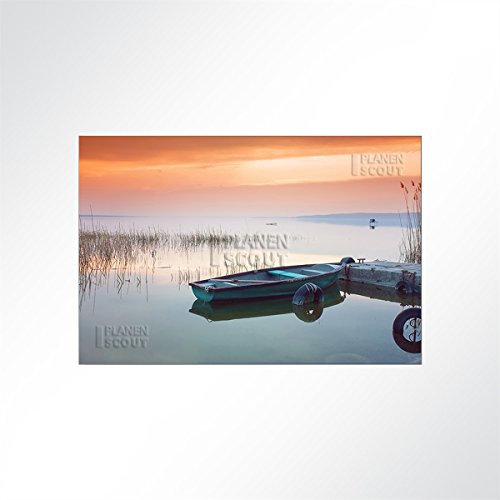 LYSEL® Absorberbild - EIN Fischerboot im Morgengrauen 200x150x5,5cm - Akustikbild Schallschlucker mit 50mm Schaumstoff aus Basotect® G+