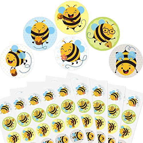 600 Stücke Biene Aufkleber Honig Biene Aufkleber Rolle Etikette Aufkleber Abziehbilder Siegel Karten für Kinder Geburtstag Party Babydusche Klassenzimmer Belohnungen Gastgeschenk, 1,5 Zoll