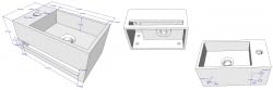 Julia Small Washbasin with Towel Holder 35 x 20 x 16 cm Concrete Grey Right / Left (Battery Hole Left)