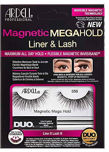 ARDELL Magnetic Megahold Wimpern magnetisch (056) - Magnetische Wimpern im Set mit magnetischem Eyeliner, durchgehend magnetisches Wimpernband für ultra Halt | vegan & wieder verwendbar