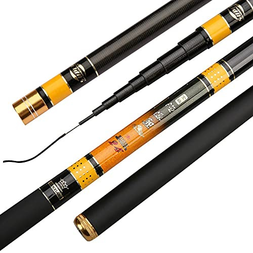 LUOSHUAI Stipprute 3,6 mt /4,5m /5,4 mt /6.3m /7,2 m hohe kohlefaser angelrute polstrom handstange super licht hart teleskopstabstift Angelrute (Length : 5.4m and Gifts)