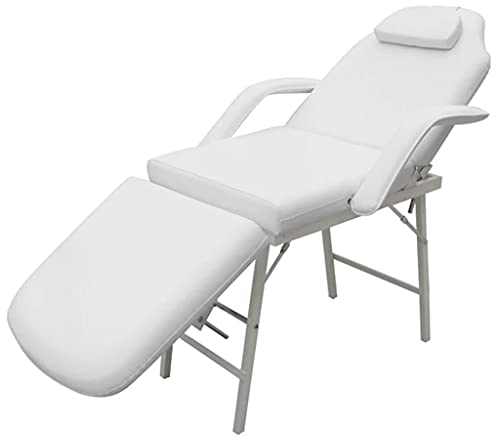 ZQQLVOO Kosmetikstuhl Tragbar Kunstleder 185×78×76 cm Weiß,Ruhesessel,Liegesessel,Relaxliege,Liegestuhl