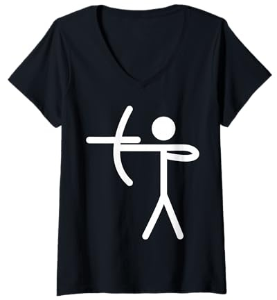 Damen Bogenschießen Bogensport T-Shirt mit V-Ausschnitt