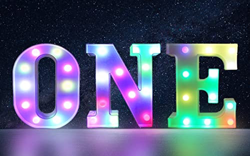 Ulalaza Bunte LED Festzelt Buchstabe leuchtet Zeichen Alphabet Lampe 2xAA Batterie Nachtlicht Dekoration für Hochzeit Geburtstag Weihnachtsfeier Bar Dekor