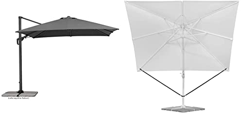 Schneider Sonnenschirm Rhodos Twist, anthrazit, 300 x 300 cm quadratisch, 730-15, 25.7 kg Windsicherung für Ampelschirme, 313-00, 0.09 kg
