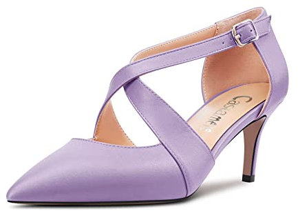 Castamere Spillo Medio Tacco Heel a Punta Cinturino Incrociato Pumps da Matrimonio Feste 6.5 CM Heels Viola Matte 35 EU