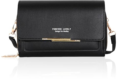 Spldsun Klein Handy Umhängetasche, Umhängetasche Klein Damen, Crossbody Schultertasche PU Leder, mit Kartenschlitz, Verstellbarem und Abnehmbarem Schulterriemen, für Frauen (Schwarz)