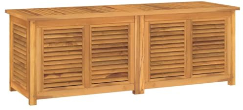 vidaXL Gartenbox, Auflagenbox mit Beutel Stauraum, 150x50x55 cm, Kissenbox Latten-Design, Aufbewahrungsbox Gartentruhe Holztruhe, Massivholz Teak
