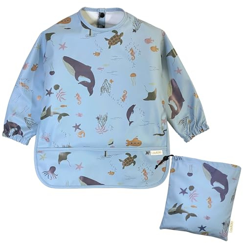 Bavoir Manches Longues Lautoki + Sac Étanche | Sans BPA | BLW | Tablier Bébé 12-36 Mois