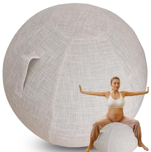 Pelota Pilates Embarazadas Cubrir Pelota De Yoga Funda De Bola De Ejercicio para Pelota De Baile, Oficina, Antisuciedad, Duradera, Elegante y Funcional【No incluye bolas】 ( Color : Beige , Size : 65CM