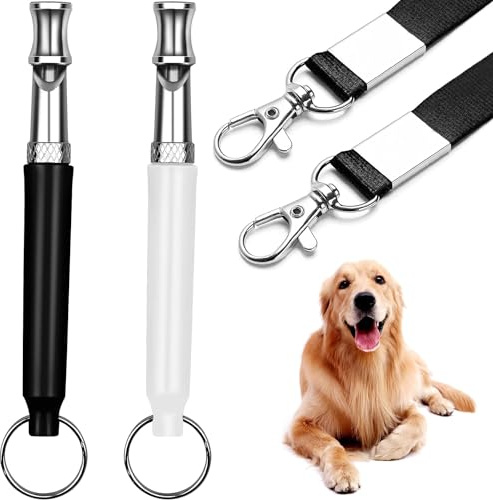 UAOOK 2 Pcs Dog Whistles with Lanyard, Dog Whistle to Stop Barking, Adjustable Frequency Ultrasonic Dog Whistle, Professional Recall Dog Training Whistle