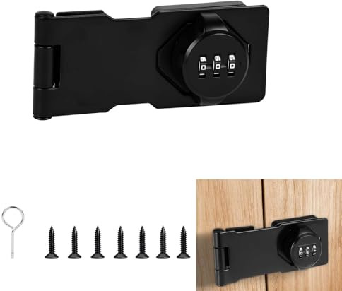 Passwortschloss, 9,5 cm, schwarz, 90–180 Grad, Schrankverschluss mit Kombination, Drehtürschloss für Scheune, Outdoor, Garten – Schrauben im Lieferumfang enthalten