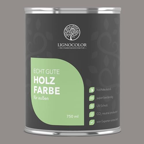 Lignocolor Holzfarbe Außen matt | wetterfeste Farbe für den Außenbereich (Platingrau matt, 750ml) | hochdeckend & hochbeständig