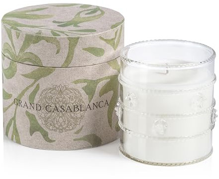 Zodax Grand Casablanca Glass Jar Scented Candle for Home Decor - Single-Wick Candle Ideal for Kitchen and Bathroom - Makes a Great Gift for Women and Men - Magnolia Petals - 6.5 Oz.