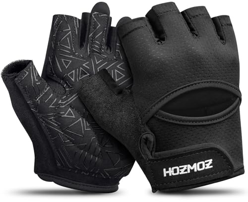 HOZMOZ Ventilated Weight Lifting Gloves, Thick Padded Workout Gym Gloves with Full Palm Protection & Grip & Shock Absorption for Women & Men's Fitness Exercise Training