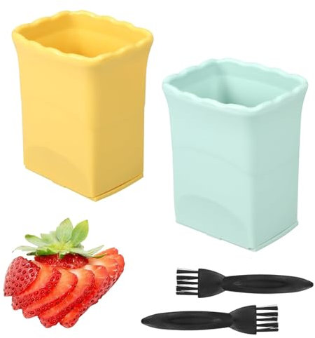 MUYAPAY Cortador de Frutas, 2 Uds Rebanador de Tazas, Multifuncional de Acero Inoxidable Cortador de Frutas, Herramienta de Corte Portátil, para Fresas Plátanos Manzanas Huevos