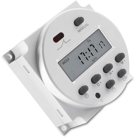 12V Zeitschaltuhr Binghe CN101A Zeitschaltuhr, LCD Digitaler Timer, programmierbar Zeitschaltuh, Flüssigkristallanzeige Digitaler LCD Power Wochentimer Relaisschalter Steuerung Abdeckung Weiß