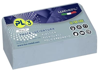 Lux Metal Pasta abrasiva para plástico PL3 300 g pulido ultra fino plexiglás transparente policarbonato plástico pulido eliminación de arañazos plástico plexiglás pasta abrasiva
