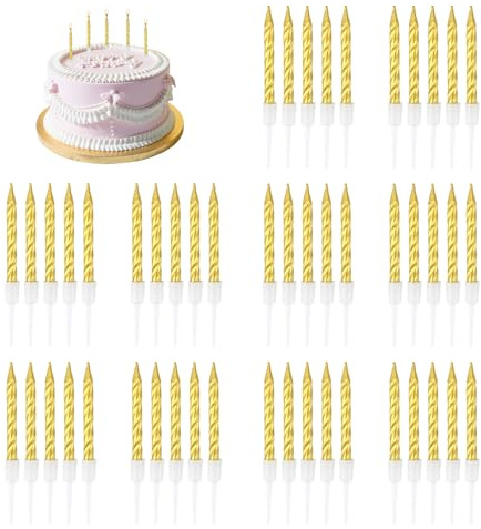 50PCS Velas Cumpleaños,Vela Cumpleaños Espiral,Birthday Candles para Pasteles, Ideal para Celebraciones y Tarta Bodas y Fiestas, Incluye Soportes Plástico Resistentes,7.5 cm Altura Elegancia y Estilo