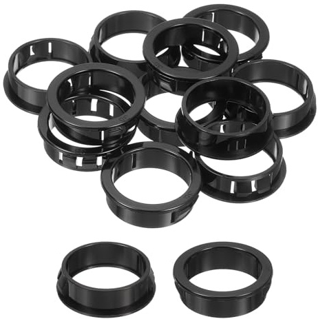 sourcing map Cable Snap Bushing Grommets, 12Pcs 35mm/1.38 Mounting Dia Nylon Snap Bushing Grommet, Round Snap in Cable Hose Bushing for Various Cables Tubes Wire, Black