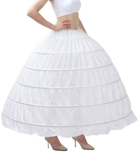 Hemore Falda de aro para Mujeres, 6 Enagua para Mujeres de aro, Crinolina hasta el Piso, Medias cappas subterráneas para Vestidos de Novia de Vestidos de Pelota