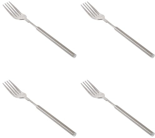 Tenedor telescópico extensible para barbacoa, cena, tenedor de postre de frutas, tenedor de mango largo, cubiertos de acero inoxidable para cenar en familia