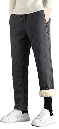 SRZYMJ Thermo Jogginghose Gefüttert Herren Fleecehose Jogger Trainingshosen Kordelzug Warm Gefüttert Sporthose mit Taschen Herren Fleecehose für Winter Männer Sweathose Fahrradhose Winter Grey 6XL