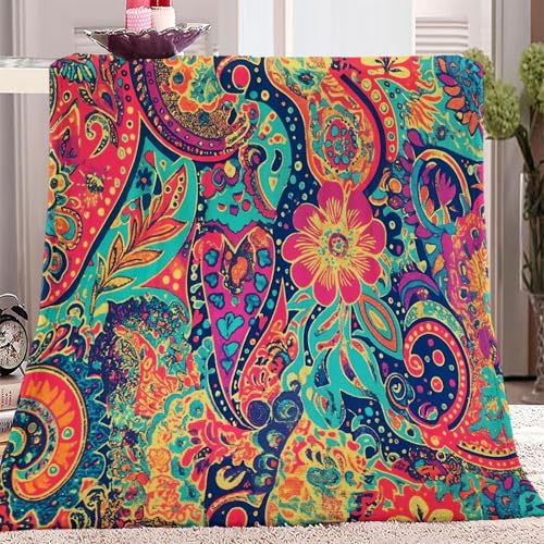 Personalisierte Kuscheldecke - Flauschig Decke - Bunt Weich Flanell Decke 180 x 220 cm Dicke Wärme Blanket Retro mittelalterliches Mattes Muster Thema Herbstliche dekorative Bettwäschedecken