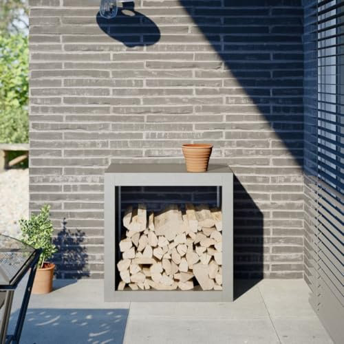 Homgoday Étagère à bois de chauffage 60 x 40 x 60 cm en acier inoxydable pour bois de chauffage, étagère de rangement pour bois de chauffage, support de rangement pour bûches en métal pour extérieur