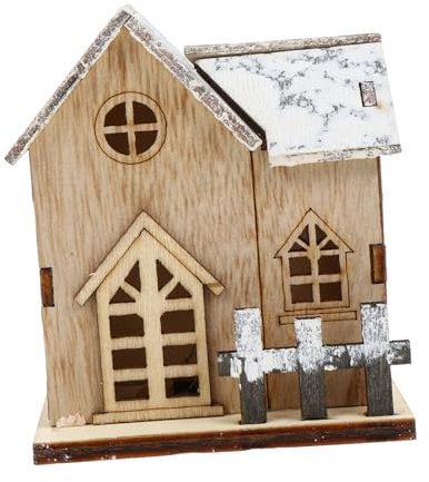 Zerodeko 1 Stück LED Leuchtendes Holzhaus Weihnachten Desktop Dekoration Beleuchtetes Weihnachtsdorf Weihnachten Schmuck Weihnachtsschmuck Dekorationen Für Zuhause Esszimmer