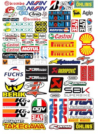 GamesMonkey® - Kit Adesivi 79 Pezzi per Bicicletta, Moto e Scooter, Casco Adesivo Motorsport Stickers Adatto per Skateboard Auto Caschi Moto da Cross
