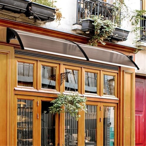 Polycarbonate Window Door Awning Front Doors/Windows Overhang Awning Silent Aluminum Alloy Bracket, Door Canopy for Outdoor Window Porch Shade Patio Roof Cover, 75 x 195 x 23 cm