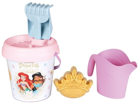 Smoby - Disney Princess - Seau Garni Arrosoir - Tamis, Râteau, Pelle, Arrosoir Moule à Sable - A Partir de 18 Mois - Fabrication Française