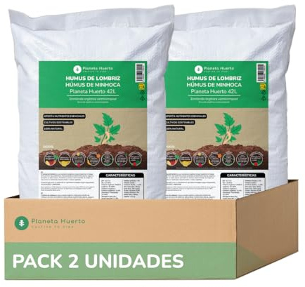 PLANETA HUERTO | Pack 2x Humus de Lombriz 42 L – Humus Enmienda orgánica natural para huerto y jardín, Fertilizante ecológico rico en nutrientes, mejora el suelo y estimula el crecimiento