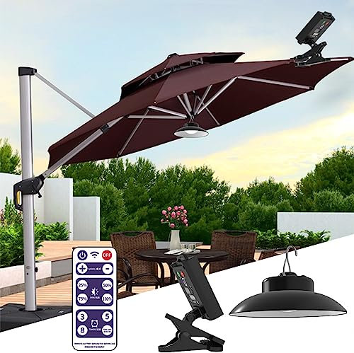 Outdoor Solar Powered LED Patio Umbrella Lights for Beach Camping and Garden Party Decoration Waterproof Solar Umbrella Lights with Timed Remote Control White Light Color