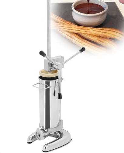 IUokLU Máquina de llenado Vertical de donas españolas de Acero Inoxidable Manual Comercial con 5 moldes máquina para Hacer donas españolas para restaurantes,3 litros
