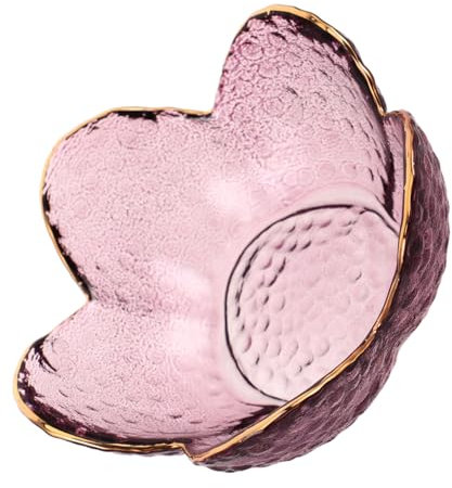 Cabilock bandeja de joyería cuenco porta llaves plato decorativo cuenco de joyería plato de baratija de s de anillo para mujer de anillo de flores Vidrio Púrpura