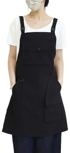 Arbeitsschürze Aus Baumwolle Japanischer Stil Verstellbar Überkreuzter Rücken Kochschürzen Mit Großen Taschen Für Männer Und Frauen Geeignet Für Café Grillen Restaurant Friseur