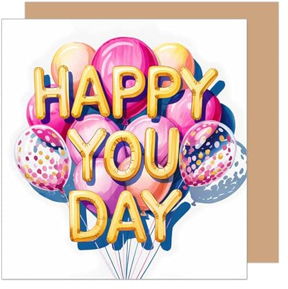 Edition Seidel Premium quadratische Geburtstagskarte mit Umschlag. Glückwunschkarte zum Geburtstag Happy Birthday Karte mit englischem Text Mann Frau Jugendlicher Luftballons (GQ447 SW025)