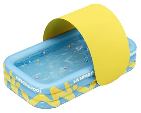 Piscina hinchable familiar para niños y adultos 300*175*56cm,Piscina infantil rectangular de 3 anillos con sombrilla,Piscina Inflable Plegable Material de PVC engrosado,para Jardín Exterior Interior