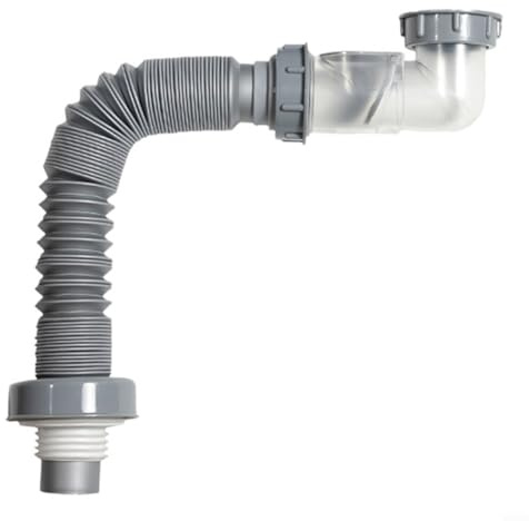 Fauhapyway Kit de tuyau de vidange d'évier de cuisine flexible et extensible avec valve d'arrêt de filtre pour lavabo salle de bain connexion plomberie 34-117 cm