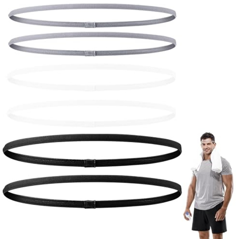 GNALIA Fascia Sudore Sportiva, 6 Pezzi, Fascia Spessa Antiscivolo Elastico Silicone, 2 Nero 2 Grigio 2 Bianco, Taglia Unica Donna, Per Yoga Palestra Esercizi