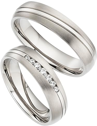 123traumringe Eheringe in Titan I Partnerringe mit Zirkonia & Etui I Gravierbare Eheringe mit Ringgröße 50-70 mm I Hochwertige Verlobungsringe in 5 mm Breite & 1,8 mm Stärke | S92