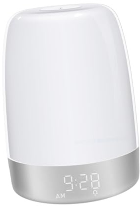 Levemolo Lampe De Chevet LED Tactile Réveil Simulateur Aube avec Lumière Ambiance Et Fonction Programmation pour Réveil Progressif